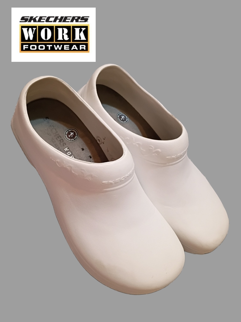 Sketchers WORK Slip Resistant clogs -White